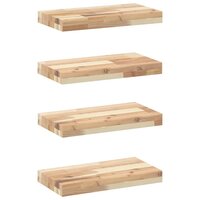 Wandschappen 4 st zwevend 40x20x4 cm onbehandeld acaciahout