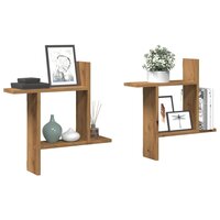 Wandschappen 2 st 50x12x50 cm bewerkt hout artisanaal eiken