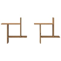 Wandschappen 2 st 50x12x50 cm bewerkt hout artisanaal eiken
