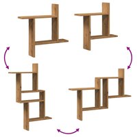 Wandschappen 2 st 50x12x50 cm bewerkt hout artisanaal eiken