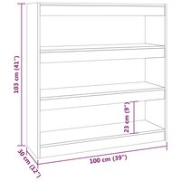 Boekenkast/kamerscherm 100x30x103 cm gerookt eikenkleur