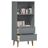 Boekenkast MOLDE 60x35x133,5 cm massief grenenhout grijs