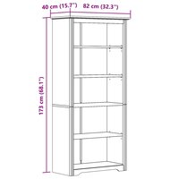 Boekenkast 5-laags BODO 82x40x173 cm massief grenenhout grijs