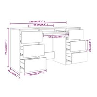 Bureau 140x50x77 cm bewerkt hout grijs sonoma eikenkleurig
