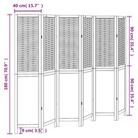 Kamerscherm met 6 panelen massief paulowniahout donkerbruin