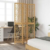 Kamerscherm met 3 panelen massief paulowniahout bruin