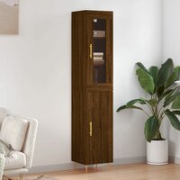 Hoge kast 34,5x34x180 cm bewerkt hout bruin eikenkleur