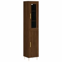 Hoge kast 34,5x34x180 cm bewerkt hout bruin eikenkleur