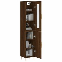 Hoge kast 34,5x34x180 cm bewerkt hout bruin eikenkleur