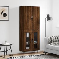 Hoge kast 69,5x34x180 cm bewerkt hout bruin eikenkleur