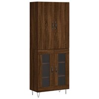 Hoge kast 69,5x34x180 cm bewerkt hout bruin eikenkleur