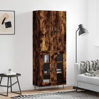 Hoge kast 69,5x34x180 cm bewerkt hout gerookt eikenkleurig
