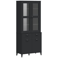 Hoge kast VIKEN 80x40x190 cm massief grenenhout zwart