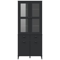 Hoge kast VIKEN 80x40x190 cm massief grenenhout zwart