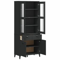 Hoge kast VIKEN 80x40x190 cm massief grenenhout zwart