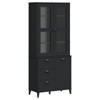 Hoge kast VIKEN 80x40x190 cm massief grenenhout zwart