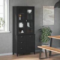 Hoge kast VIKEN 80x40x190 cm massief grenenhout zwart