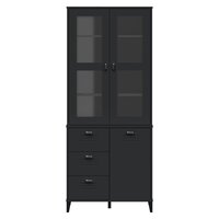 Hoge kast VIKEN 80x40x190 cm massief grenenhout zwart