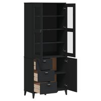 Hoge kast VIKEN 80x40x190 cm massief grenenhout zwart