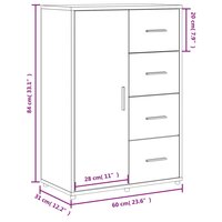 Dressoir 60x31x84 cm bewerkt hout bruin eikenkleur