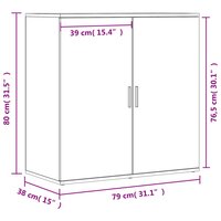 Dressoirs 2 st 79x38x80 cm bewerkt hout betongrijs