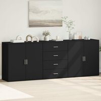 Dressoirs 3 st bewerkt hout zwart