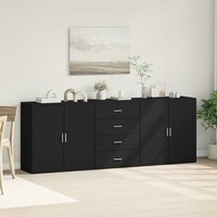 Dressoirs 3 st bewerkt hout zwart