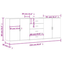 Dressoirs 3 st bewerkt hout zwart