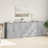 Dressoirs 3 st bewerkt hout betongrijs