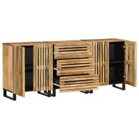 Dressoirs 3 st 60x34x75 cm massief ruw mangohout