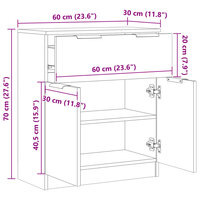 Dressoir 60x30x70 cm bewerkt hout artisan eikenkleurig