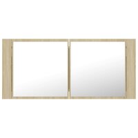 Badkamerkast met spiegel LED acryl sonoma eikenkleurig