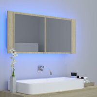 Badkamerkast met spiegel LED acryl sonoma eikenkleurig