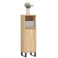 Badkamerkast 30x30x100 cm bewerkt hout sonoma eikenkleurig