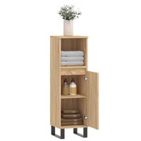 Badkamerkast 30x30x100 cm bewerkt hout sonoma eikenkleurig