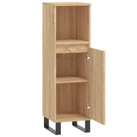 Badkamerkast 30x30x100 cm bewerkt hout sonoma eikenkleurig