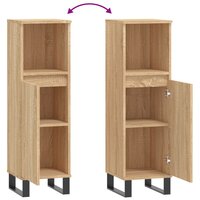 Badkamerkast 30x30x100 cm bewerkt hout sonoma eikenkleurig