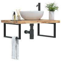 Badkamer wandschap staal en massief acaciahout