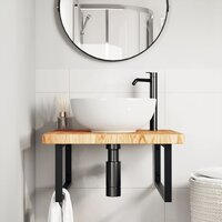 Badkamer wandschap staal en massief eikenhout