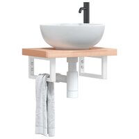 Badkamer wandschap staal en massief beukenhout