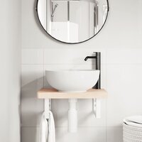 Badkamer wandschap staal en massief beukenhout