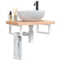 Badkamer wandschap staal en massief beukenhout