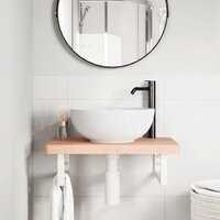 Badkamer wandschap staal en massief beukenhout