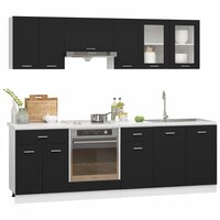 8-delige Keukenkastenset bewerkt hout zwart
