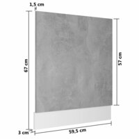 Vaatwasserpaneel 59,5x3x67 cm bewerkt hout betongrijs