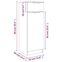 Badkamerkast 32x34x90 cm bewerkt hout wit