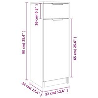Badkamerkast 32x34x90 cm bewerkt hout gerookt eikenkleurig