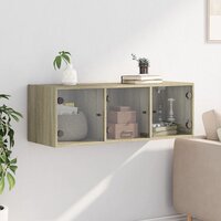 Wandkast met glazen deuren 102x37x35 cm sonoma eikenkleurig
