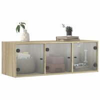 Wandkast met glazen deuren 102x37x35 cm sonoma eikenkleurig