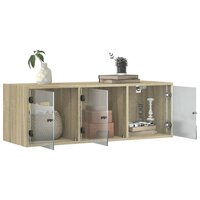 Wandkast met glazen deuren 102x37x35 cm sonoma eikenkleurig